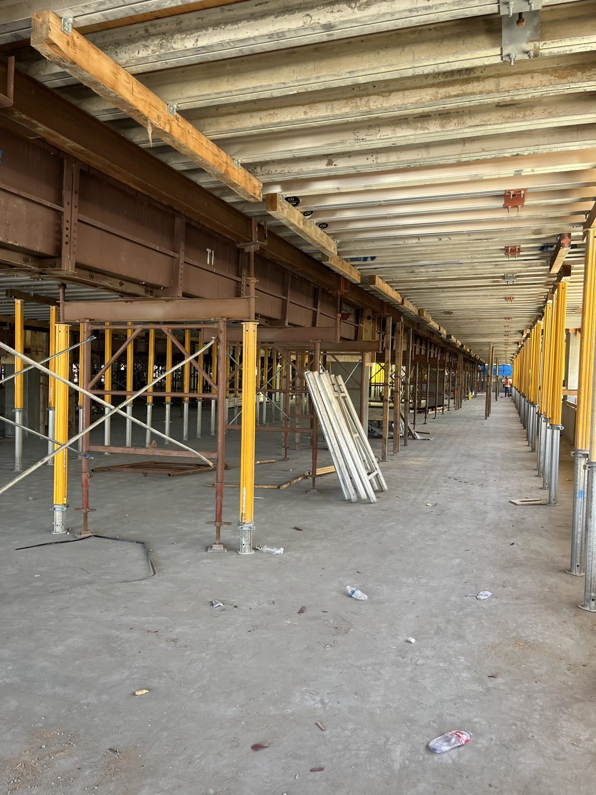 Shoring and re-shoring towers under an elevated concrete deck at the new San Diego airport terminal