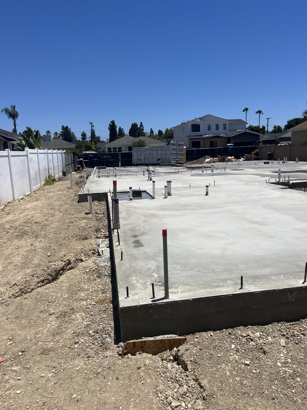 Slab foundation for a new custom home in Newport Beach